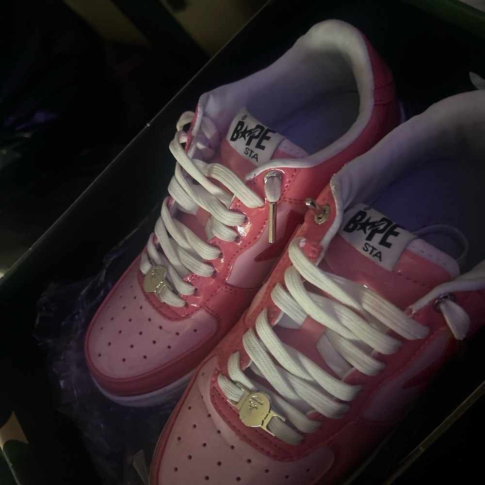 Bape STA Pink and White Sneakers